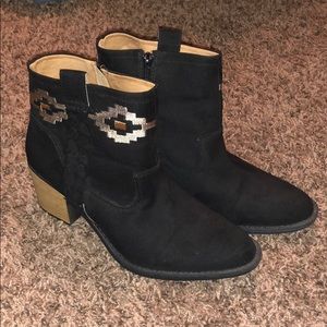 Black Suade Short Cowboy Booties
